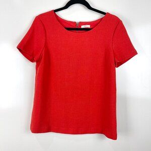 Joie Orange Wool Short Sleeve Blouse Women's Office Business Casual Top